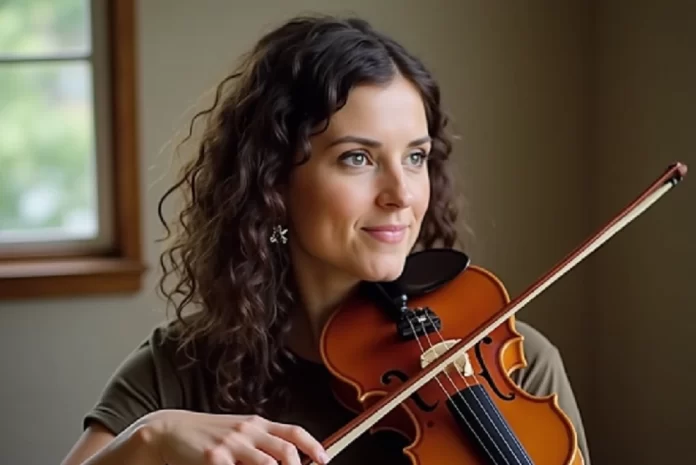 Amanda Shaw, Cajun fiddler and singer, performing on stage with her net worth estimated at $1-2 million in 2024.